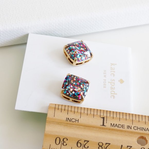 Kate Spade Small Square Stud Earrings Multi Glitter - Picture 2 of 2
